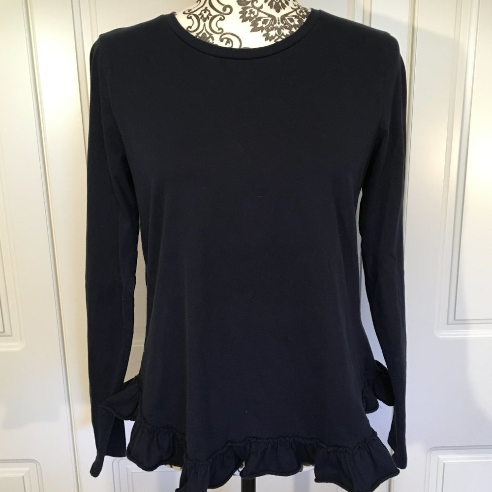 Banana Republic Navy 100% Cotton ruffle-bottom S